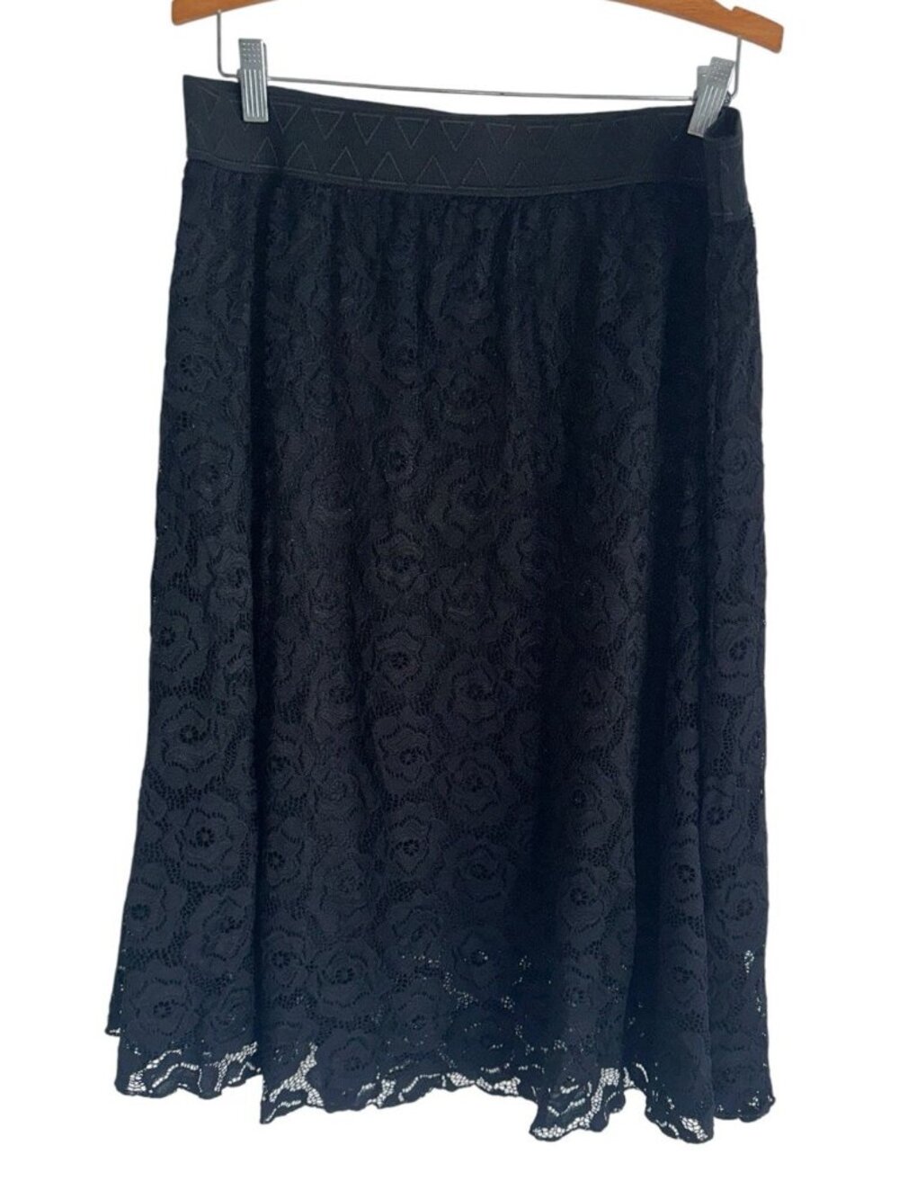 LuLaRoe Lola Skirt 2XL Black Lace A Line Elastic Waist Witchy Fairy Whimsygoth